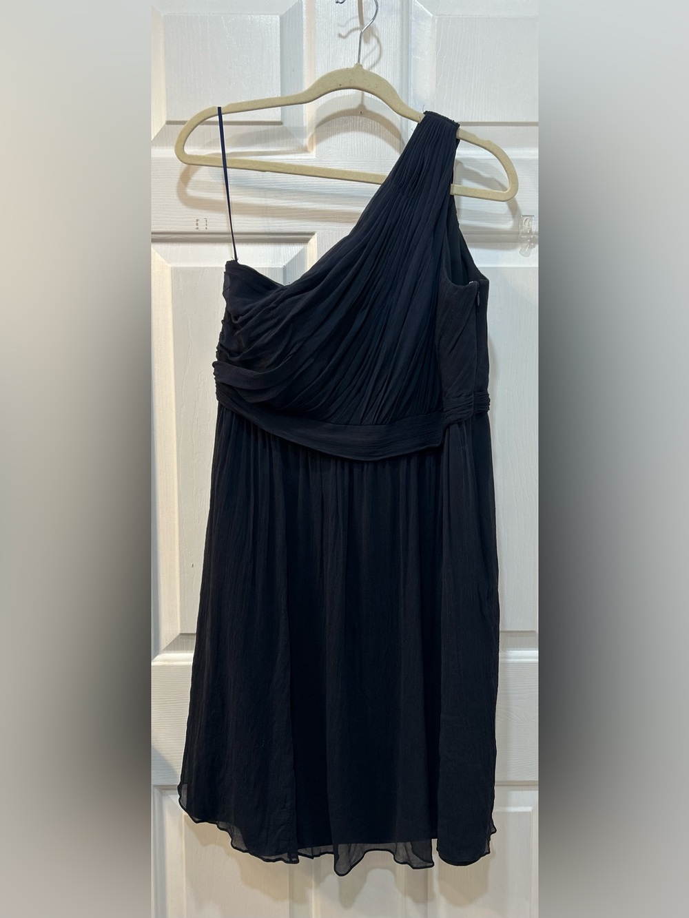 One-Shoulder Black Chiffon Women’s Dress